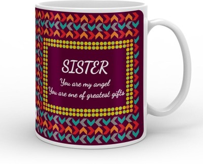 Indigifts Raksha Bandhan Gift Gifts for Sister, Birthday Gifts for Sister, Raksha Bandhan Gift, Rakhi Gift, Marriage Gift for Sister_S-MUGCRWH01RO11-SIS17001 Ceramic Coffee Mug(330 ml)