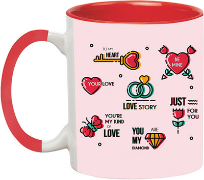 ARTBUG Happy Valentine's Day - 2383-Red Ceramic Coffee Mug(350 ml)