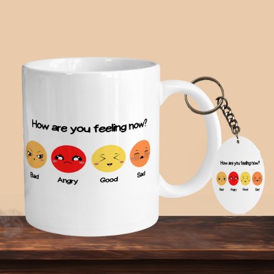 VM SHOPPING MALL How Are You Feeling Now R-O Ceramic Coffee Mug(330 ml, Pack of 2)