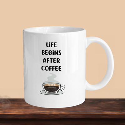 sublix NEW_Life Begains Aftyer Coffee R Ceramic Coffee Mug(330 ml)