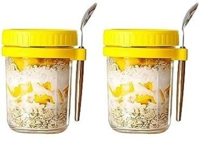 AshandRoh Glass Cereal Dispenser  - 350 ml(Pack of 2, Yellow)