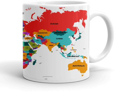 Clapcart World Map Design Print Ceramic Coffee Mug(350 ml)