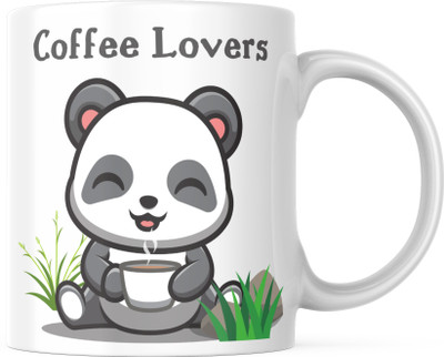 FAZAKA Cute Panda Coffee Lover Printed Ceramic Coffee Mug(325 ml)