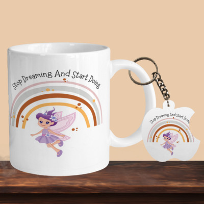 Hunter Studio 101_Stop Dreaming And Start Doing Fairy Tail R-A Ceramic Coffee Mug(330 ml, Pack of 2)