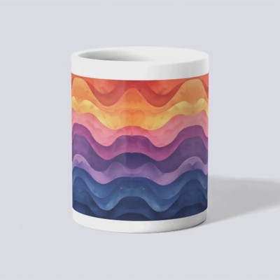 makekart Vibrant Wavy Lines - Modern Art Pattern Ceramic Coffee Mug(325 ml)