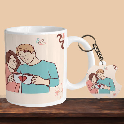 VM MALL 101_Hug In A R-A Ceramic Coffee Mug(330 ml, Pack of 2)