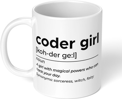 Akipi Coder Girl Definition Noun ARM250 Ceramic Coffee Mug(325 ml)
