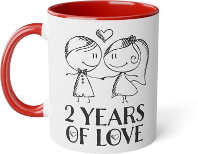 Couples Emotion 2 Year of love printed gift for couple / valentine day Inner Red Ceramic Coffee Mug(325 ml)