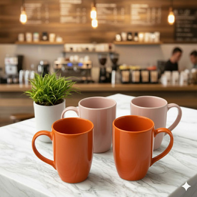 Fifth and Moon Ceramic Conical Glossy Multicolor Milk/Coffee For Gifting,Birthday,festival Ceramic Coffee Mug(350 ml, Pack of 4)