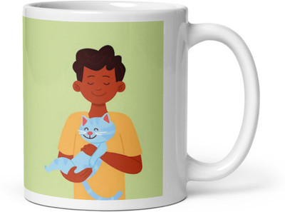 Mr UVD Boy With Cat_MUGG Ceramic Coffee Mug(350 ml)