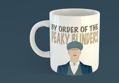 craft maniacs PEAKY BLINDERS CARTOON PRINTED 330 ML WHITE MUG FOR PEAKY BLINDERS LOVERS Ceramic Coffee Mug(330 ml)