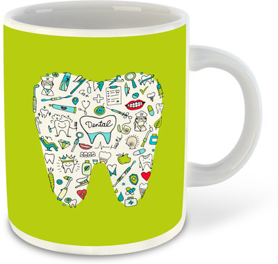 FLEXERSTYLE NEW2025-Dentist Printed White Coffee With Coaster - D23 Ceramic Coffee Mug(325 ml)