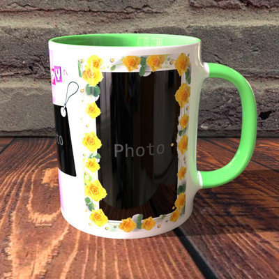 TPA4U Refreshing Choice for Birthday Gifts TPD12RM7 Light Green Round Handle Ceramic Coffee Mug(330 ml)
