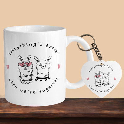 VM SHOPPING MALL Everything Better R-H Ceramic Coffee Mug(330 ml, Pack of 2)