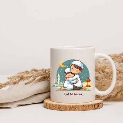 Print Ginnie Eid Mubarak Printed Coffee 350ml Ceramic Coffee Mug(350 ml)