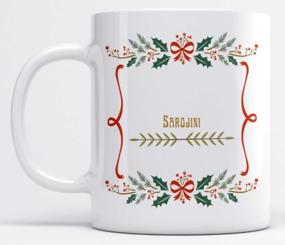 LOROFY Name Sarojini Printed Beautiful Frame Design Ceramic Coffee Mug(350 ml)