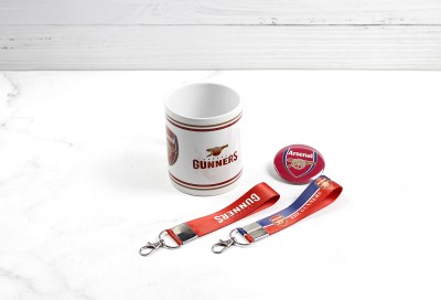 SMIZE Football Keychain And Badge for Gunners Ceramic Coffee Mug(330 ml, Pack of 4)