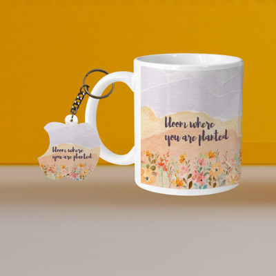 VM SHOPPING MALL VM Enjoy The Little Things L-O Ceramic Coffee Mug(325 ml, Pack of 2)