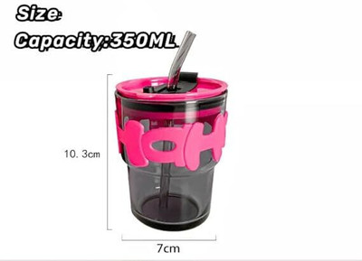 PRZEMEK Hoho Glass with Cover Straw Lid Fashion Sleeve Heat-Resistant Water Glass Coffee Mug(350 ml)