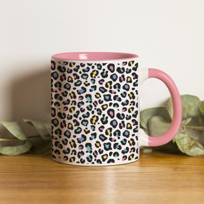 ZORI leopard animal Premium Quality Glossy Finished,1 Piece (Pink) Ceramic Coffee Mug(350 ml)