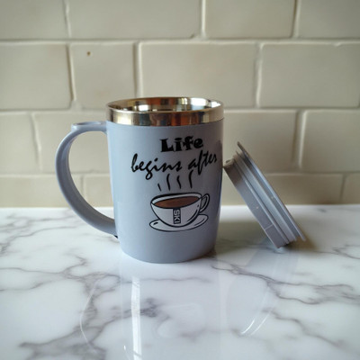 PRILS Stylish Stainless steel Coffee mug, Stainless Steel, Plastic Coffee Mug(400 ml)