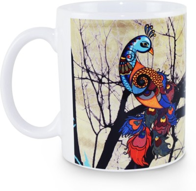 KOLOROBIA Divine Beauty Peacock Potrait Ceramic Coffee Mug(325 ml)