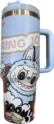 Sample LABUBU Cartoon Stainless Steel Tumbler with Handle & Straw - 1200ML (Multicolor) Stainless Steel Tumbler(1200 ml)