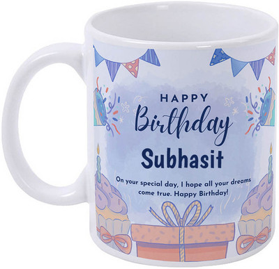 GIFTUATION Happy Birthday Subhasit / Gift for Birthday Ceramic Coffee Mug(325 ml)