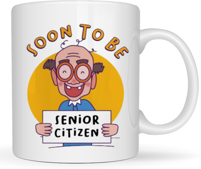MaddockCorp Maddock Senior Citizen Printed Quotes White Ceramic Coffee Mug(350 ml)
