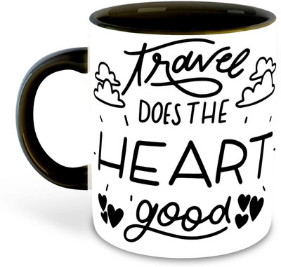 Daddy dream NEW-TravelInspirationPrintedBlack-693 Ceramic Coffee Mug(325 ml, Pack of 4)