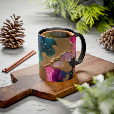 Vihaan Fashions Abstract Marble Art Coffee, 1406-Black Ceramic Coffee Mug(330 ml)