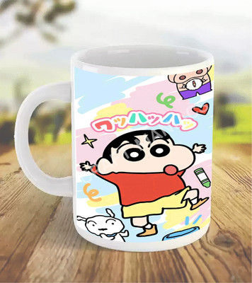 craft maniacs COLORFUL SHINCHAN MUG 330 ML WHITE FOR CARTOON LOVERSHTIN Ceramic Coffee Mug(330 ml)