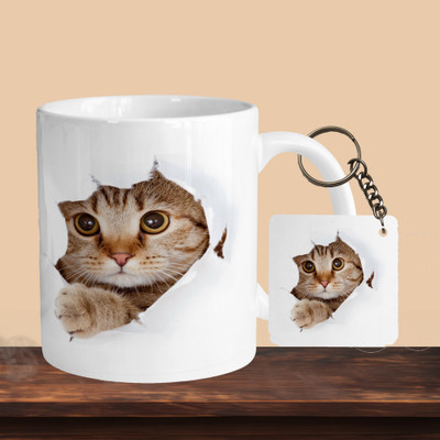 VM MALL 101_Cat Hiding R-S Ceramic Coffee Mug(330 ml)