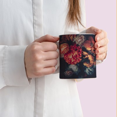 Epyk Gifts Floral Series - Multicolored Rose printed Best Ceramic Coffee Mug(350 ml)