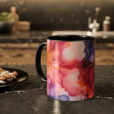 Vihaan Fashions Abstract Marble Art Coffee, 1440-Black Ceramic Coffee Mug(330 ml)