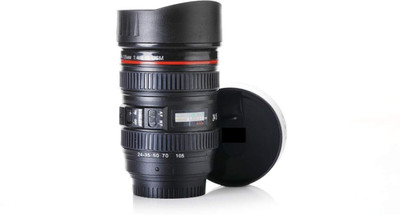 Rimatara Camera Lens Shaped Coffee with lid Stainless Steel Coffee Mug(400 ml)