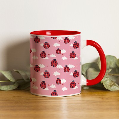 ZORI Ladybug Printed Premium Quality Glossy Finished,1 Piece (Red) Ceramic Coffee Mug(350 ml)