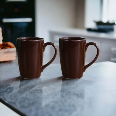 Femora Coffee Color Brown Ceramic Coffee Mug(320 ml, Pack of 2)