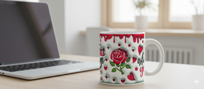 The Modern Gallery New it was always you red rose 3D HD print white coffee mug couple mug Ceramic Coffee Mug(343 ml)