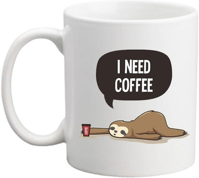 RAWAT TRADERS Artefact I Need Coffee Glossy Finished Printed FKMG0001 Ceramic Coffee Mug(330 ml)