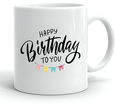 LoveGift Happy Birthday Printed mug Gift Set Ceramic Coffee Mug(350 ml)