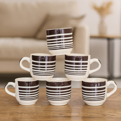 Jinendra Tea Coffee small mug set of 6 for Home/Office/Gifts Ceramic Coffee Mug(140 ml, Pack of 6)