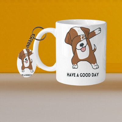 AG MALL 101_Perfect for Coffee and Tea - With Keychain VM Have Ceramic Coffee Mug(331 ml, Pack of 2)