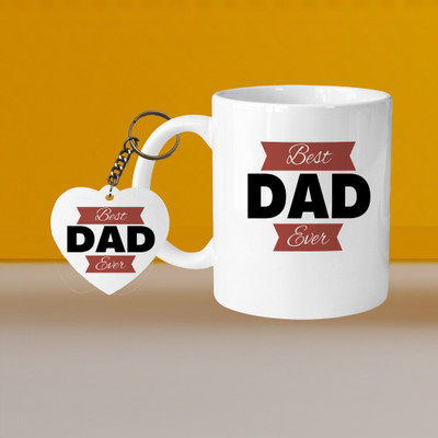 VM MALL 101_Perfect for Coffee and Tea - With Keychain VM Best Dad Over L H Ceramic Coffee Mug(330 ml)