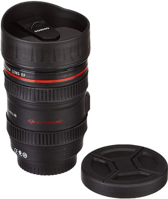 KDZONE Plastic Camera Lens Shaped Coffee With Lid Stainless Steel Coffee Mug(350 ml)