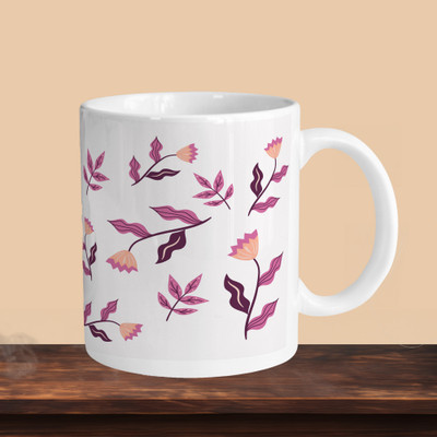 VM SHOPPING MALL Leafs R Ceramic Coffee Mug(330 ml)