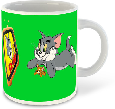 FLEXERSTYLE NEW2025-Tom & Jerry Printed White Coffee With Coaster - D6 Ceramic Coffee Mug(325 ml)