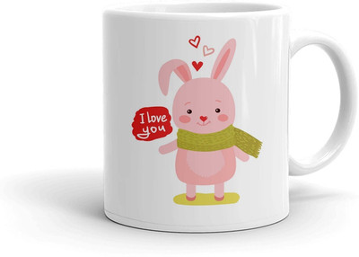 Clapcart Cute I Love You Design Printed Ceramic Coffee Mug(350 ml)