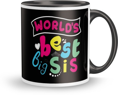 MUGKIN Special Best Sister Ever Printed Inner&Handle Coloured (Inblck33) Ceramic Coffee Mug(350 ml)