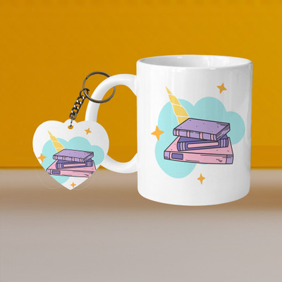 VM MALL 101_Perfect for Coffee and Tea - With Keychain VM Unicorn Book L H Ceramic Coffee Mug(330 ml)